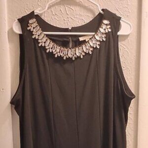 Haani Long Black Dress w/ Rhinestone Embellishments Around Neckline. 3XL. Nice